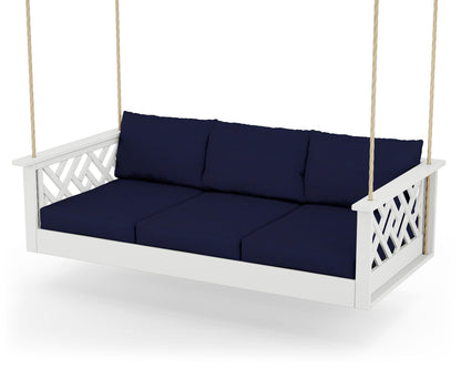 POLYWOOD® Chippendale Daybed Swing in White / Navy