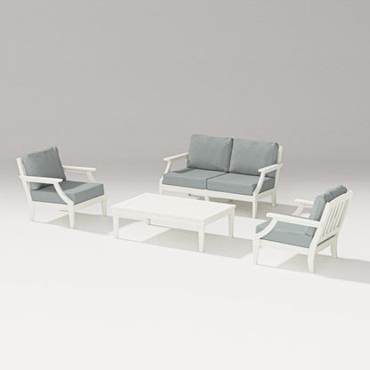 PW Designer Series Estate Lounge 4-Piece Loveseat Set in Vintage White / Spa