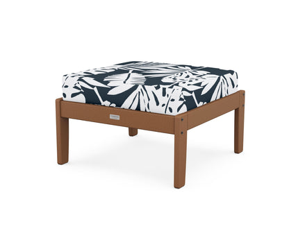 Country Living Cottage Deep Seating Ottoman in Teak / Leaf Marine Indigo