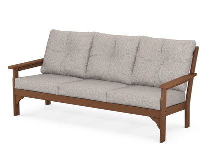 POLYWOOD® Vineyard Deep Seating Sofa in Teak / Weathered Tweed