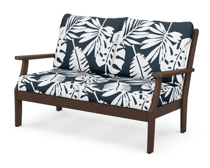 POLYWOOD® Braxton Deep Seating Loveseat in Mahogany / Leaf Marine Indigo