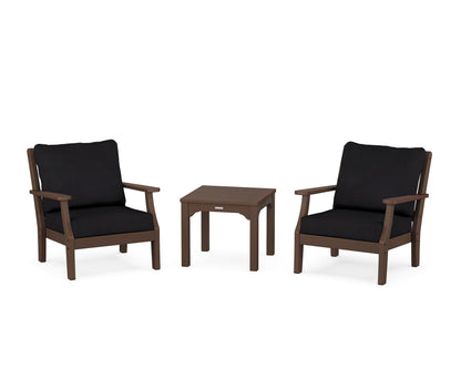Martha Stewart by POLYWOOD® Chinoiserie 3-Piece Deep Seating Set in Mahogany / Midnight Linen