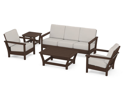 POLYWOOD® Harbour 5-Piece Deep Seating Set in Mahogany / Cast Ash