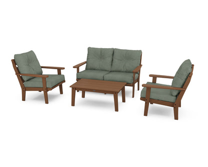 POLYWOOD® Lakeside 4-Piece Deep Seating Set in Teak / Cast Sage