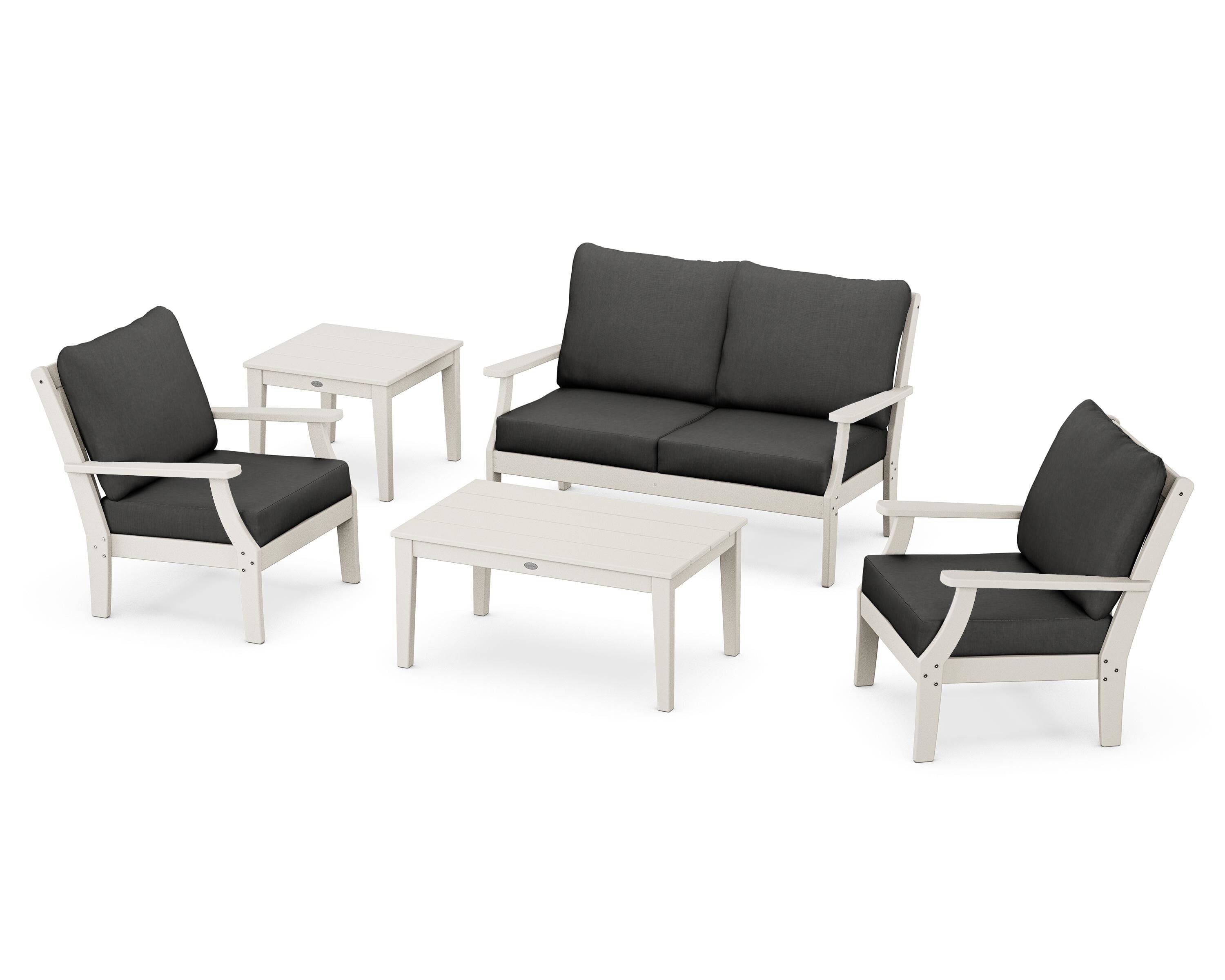 POLYWOOD® Braxton 5-Piece Deep Seating Set in Sand / Spectrum Carbon