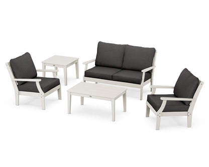 POLYWOOD® Braxton 5-Piece Deep Seating Set in Sand / Spectrum Carbon