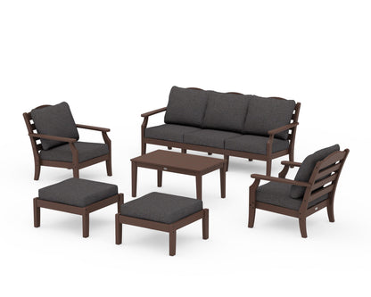 Draper James™ by  POLYWOOD® Savannah 6-Piece Lounge Sofa Set in Mahogany / Ash Charcoal