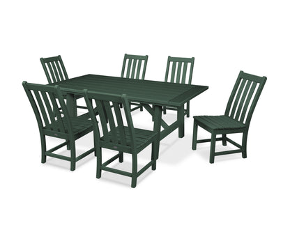POLYWOOD® Vineyard 7-Piece Rustic Farmhouse Side Chair Dining Set in Green