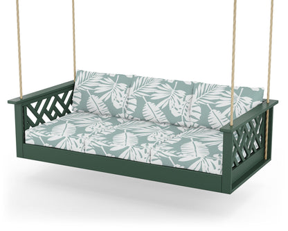 POLYWOOD® Chippendale Daybed Swing in Green / Leaf Glacier Spa
