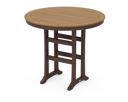 POLYWOOD® Nautical Trestle 48" Round Bar Table in Mahogany / Natural