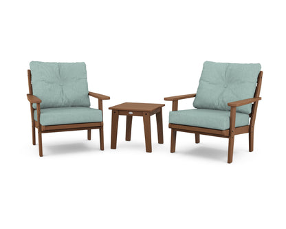 POLYWOOD® Lakeside 3-Piece Deep Seating Chair Set in Teak / Glacier Spa