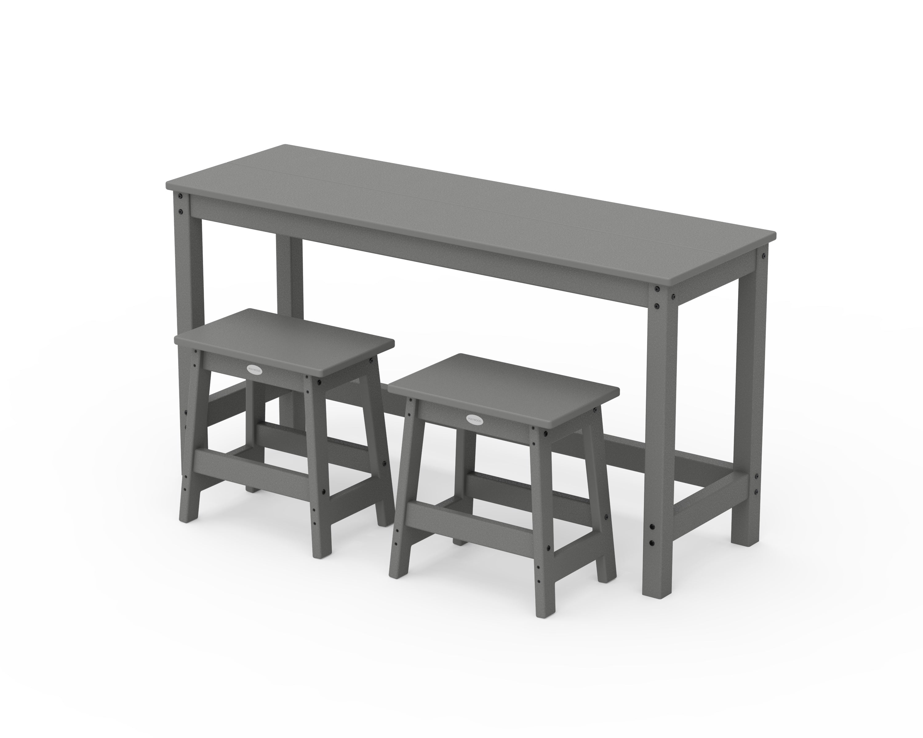 POLYWOOD® Modern Studio Stool 3-Piece Balcony Set in Slate Grey