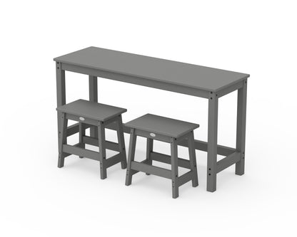 POLYWOOD® Modern Studio Stool 3-Piece Balcony Set in Slate Grey