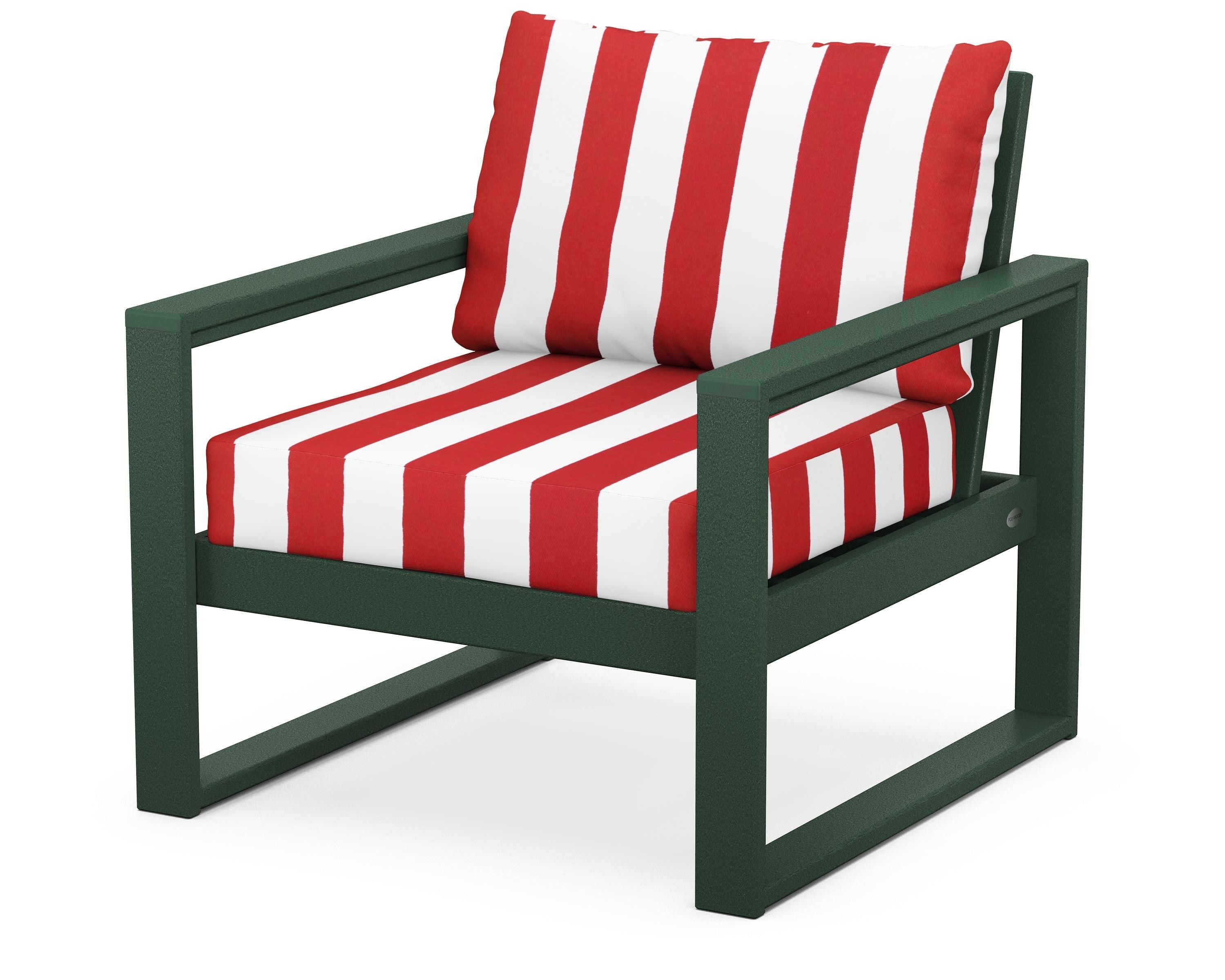 POLYWOOD® EDGE Club Chair in Green / Cabana Stripe Crimson