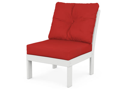 POLYWOOD® Vineyard Modular Armless Chair in White / Crimson Linen