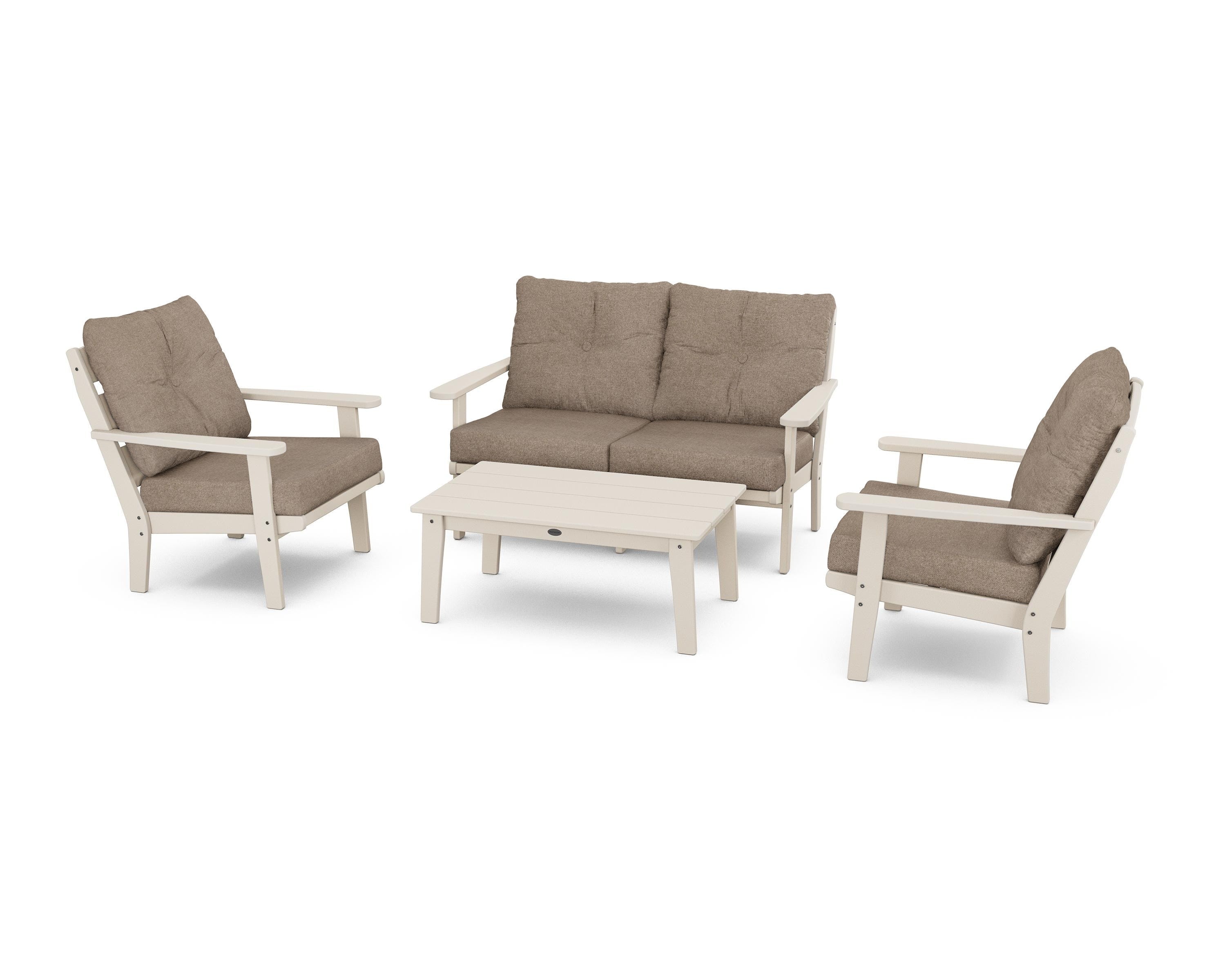 POLYWOOD® Lakeside 4-Piece Deep Seating Set in Sand / Spiced Burlap