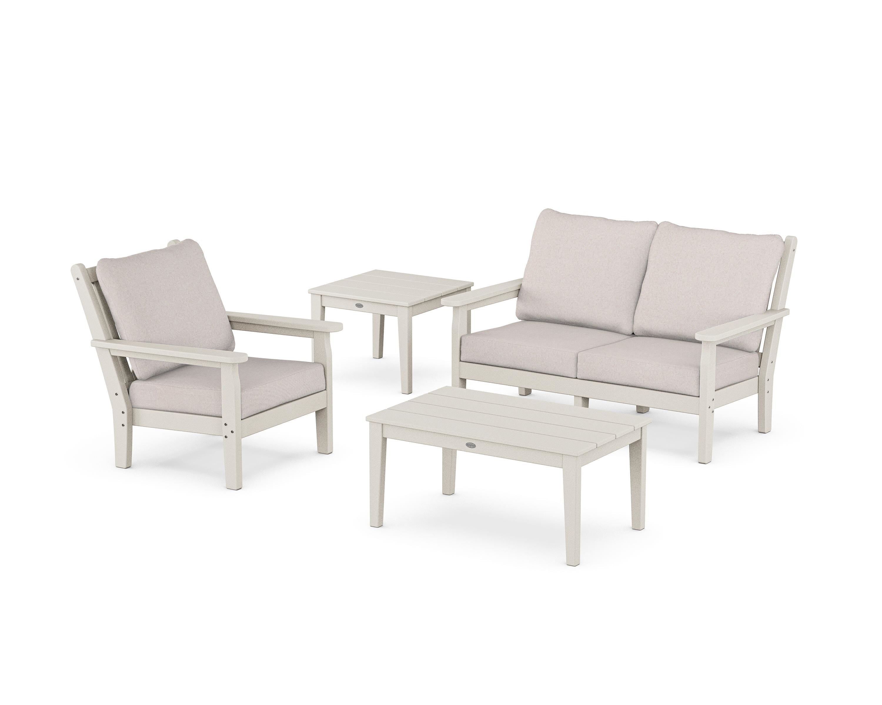POLYWOOD® Chippendale 4-Piece Deep Seating Set in Sand / Dune Burlap
