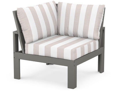 Unbranded Modular Corner Chair in Slate Grey / Cabana Stripe Dune Burlap