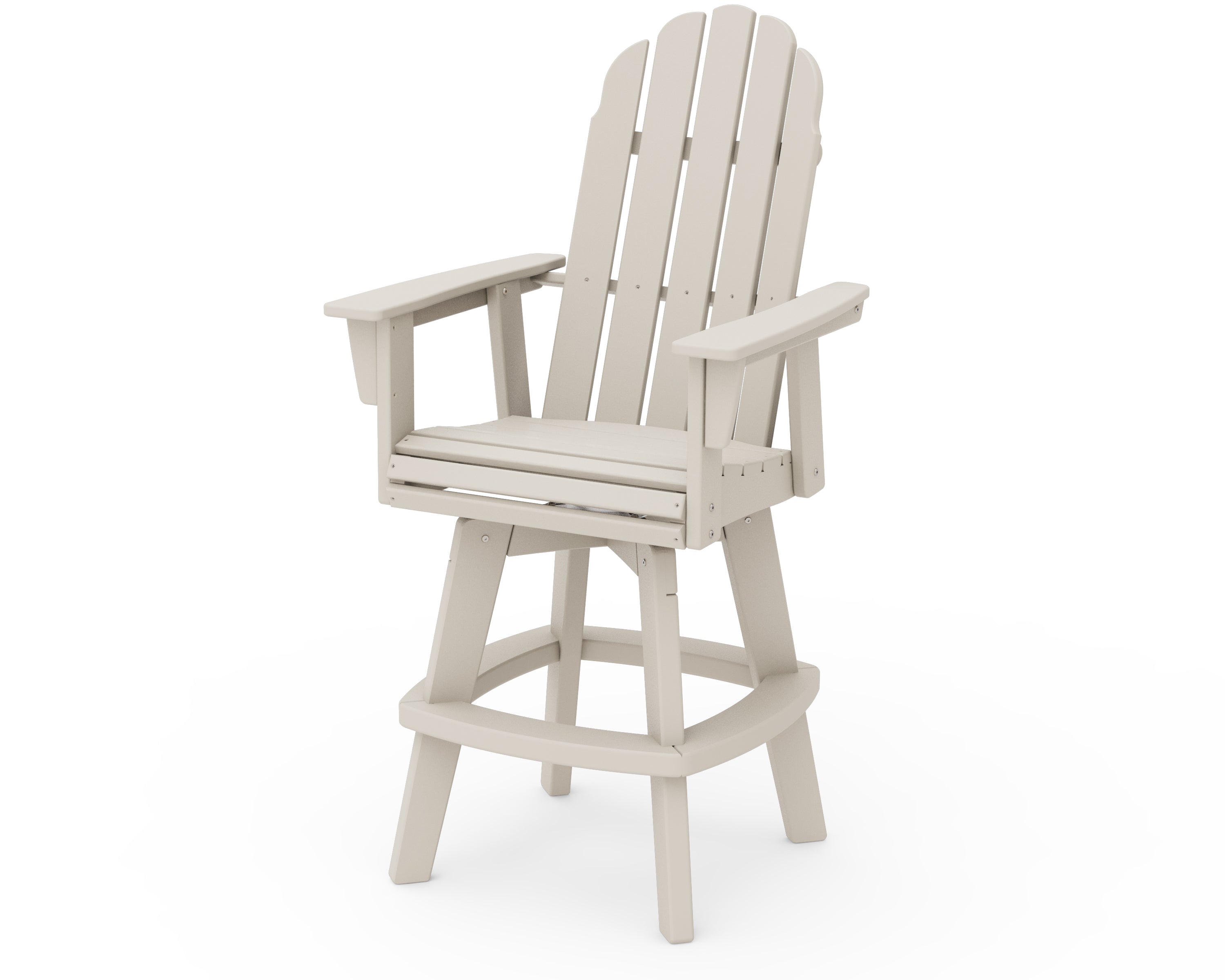 POLYWOOD® Vineyard Curveback Adirondack Swivel Bar Chair in Sand