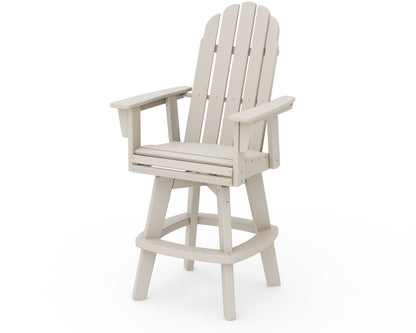 POLYWOOD® Vineyard Curveback Adirondack Swivel Bar Chair in Sand