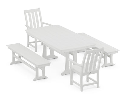 POLYWOOD® Vineyard 5-Piece Dining Set with Trestle Legs in White