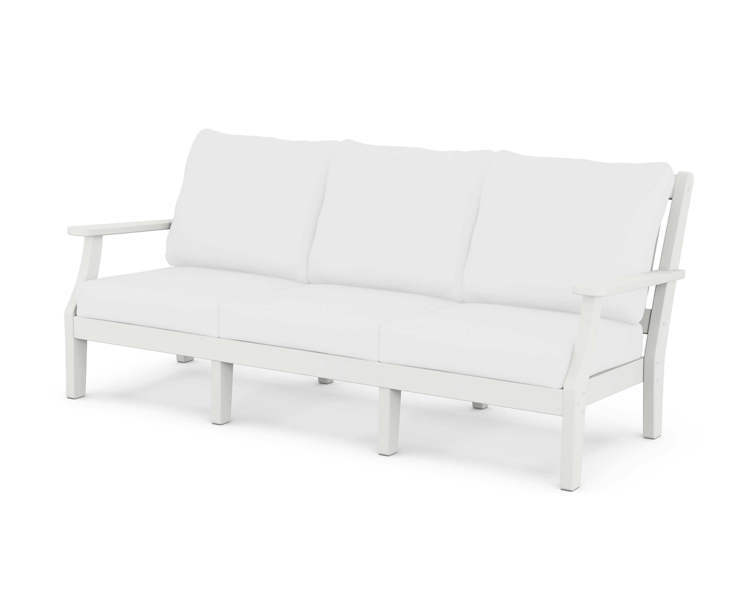 Martha Stewart by POLYWOOD® Chinoiserie Deep Seating Sofa in White / Natural