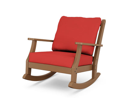 Country Living Wovendale Deep Seating Rocking Chair in Teak / Crimson Linen
