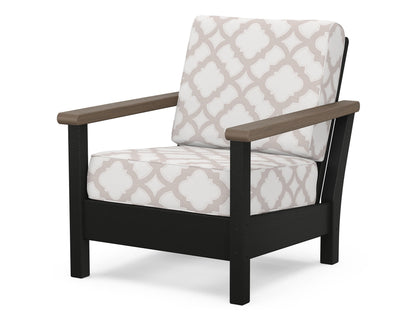 POLYWOOD® Harbour Deep Seating Chair in Black / Kona / Trellis Dune Burlap