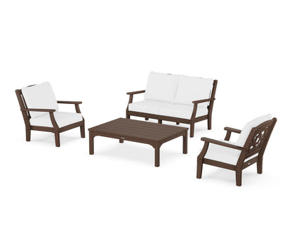 Martha Stewart by POLYWOOD® Chinoiserie 4-Piece Deep Seating Set with Loveseat in Mahogany / Natural