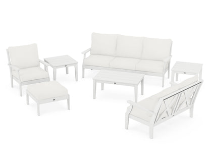 POLYWOOD® Braxton 7-Piece Deep Seating Set in White / Natural Linen