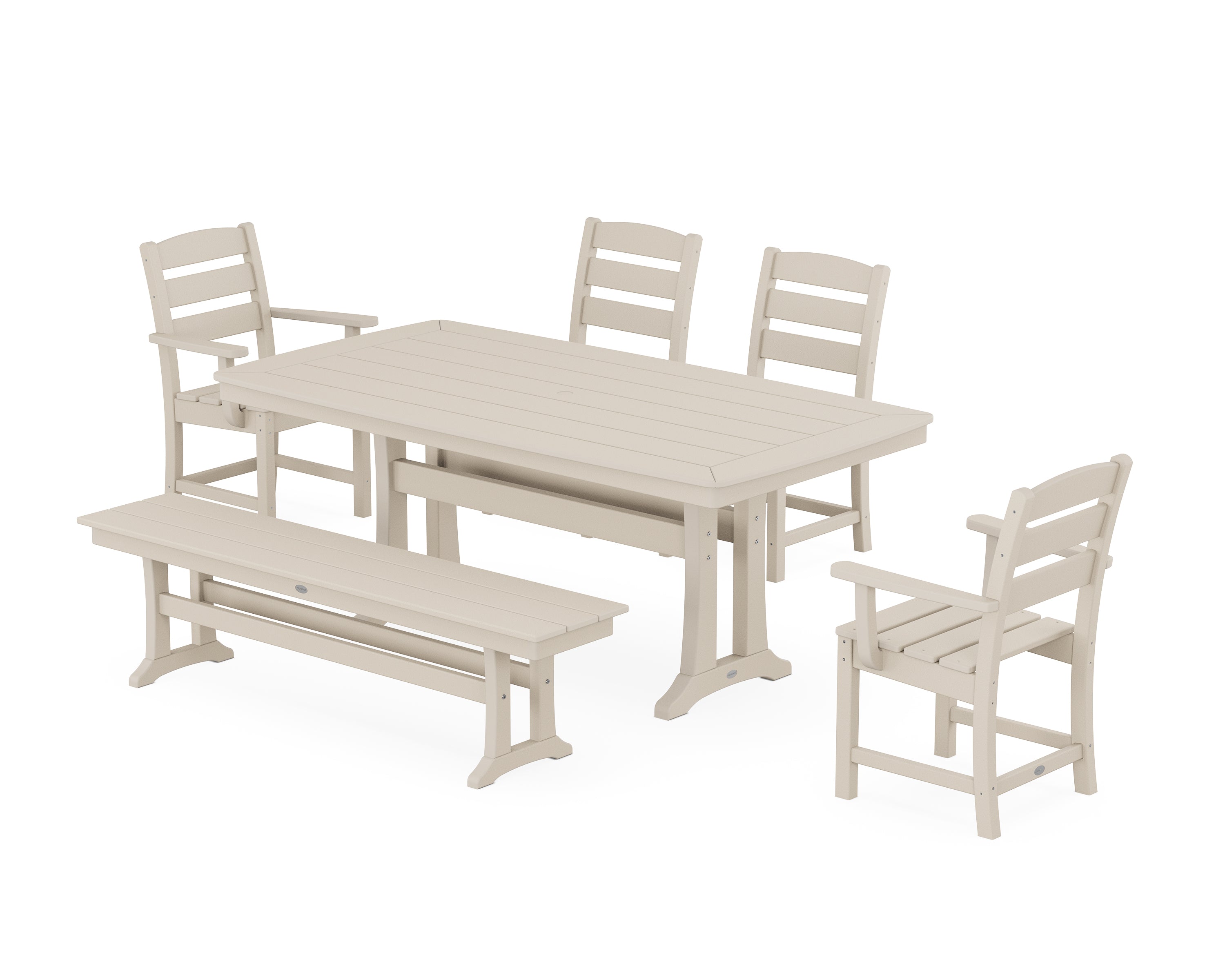 POLYWOOD® Lakeside 6-Piece Dining Set with Trestle Legs in Sand