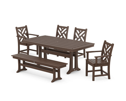 POLYWOOD® Chippendale 6-Piece Dining Set with Trestle Legs in Mahogany