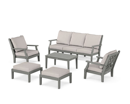 Country Living Wovendale 6-Piece Lounge Sofa Set in Slate Grey / Dune Burlap