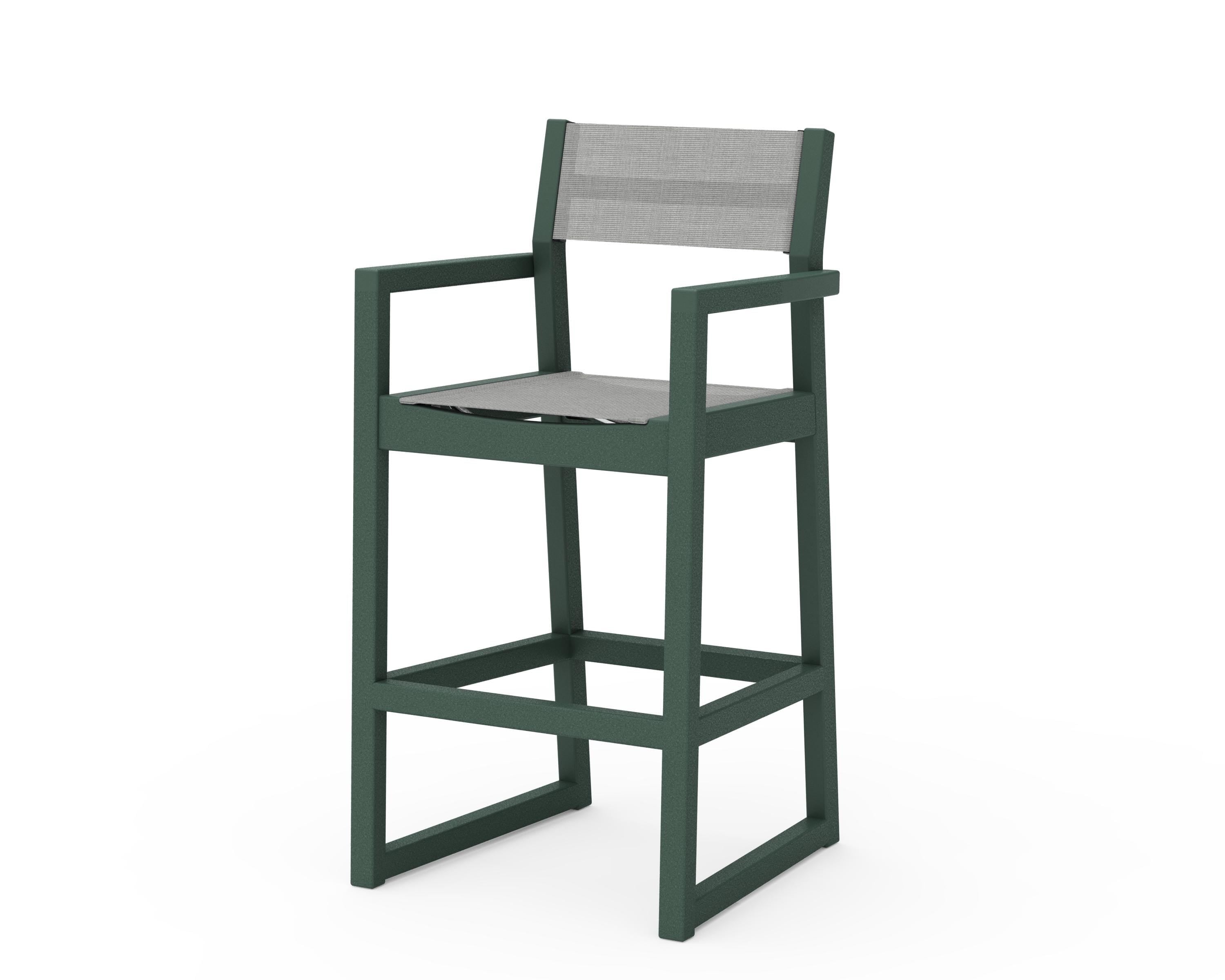POLYWOOD® EDGE Sling Bar Arm Chair in Green / Metallic Sling