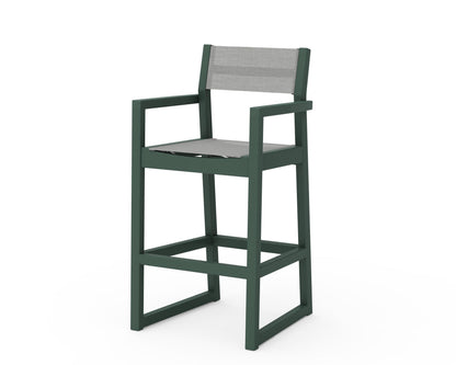POLYWOOD® EDGE Sling Bar Arm Chair in Green / Metallic Sling