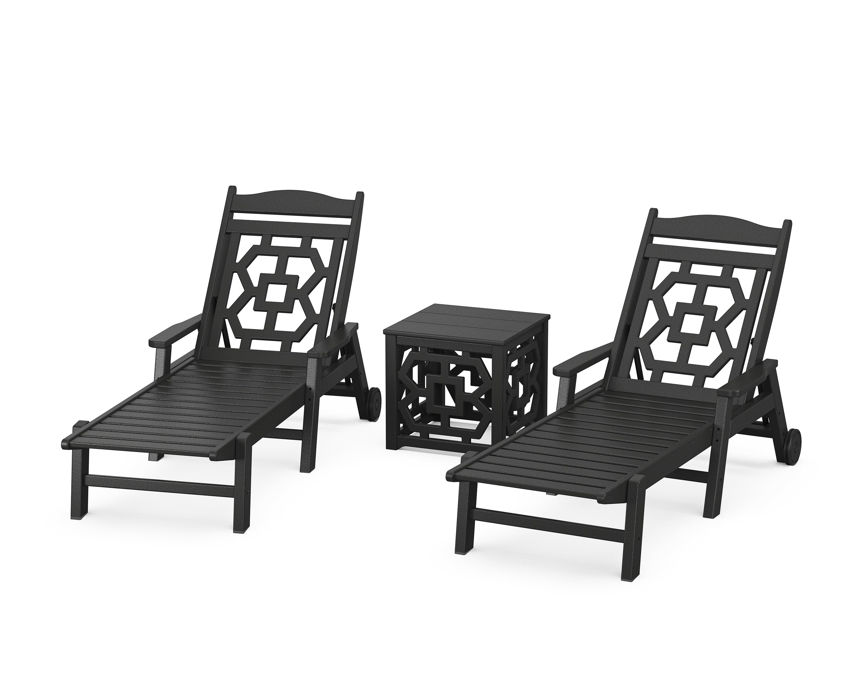 Martha Stewart by POLYWOOD® Chinoiserie 3-Piece Chaise Set in Black