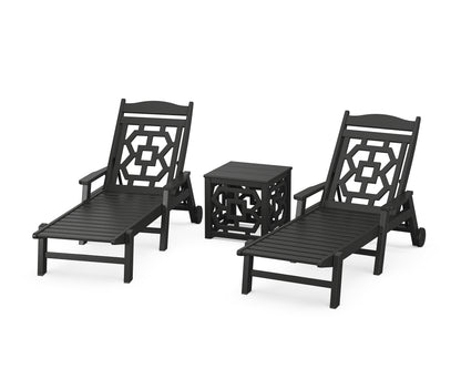 Martha Stewart by POLYWOOD® Chinoiserie 3-Piece Chaise Set in Black