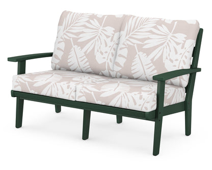 POLYWOOD® Grant Park Deep Seating Loveseat in Green / Leaf Dune Burlap