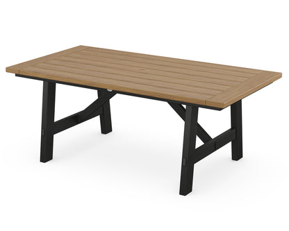 POLYWOOD® Rustic Farmhouse 39" x 75" Dining Table in Black / Natural