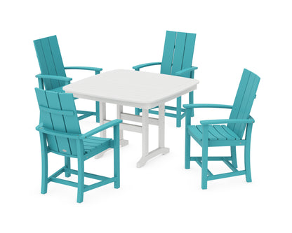 POLYWOOD® Modern Adirondack 5-Piece Dining Set with Trestle Legs in Aruba / White