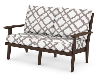 POLYWOOD® Grant Park Deep Seating Loveseat in Mahogany / Trellis Grey Mist
