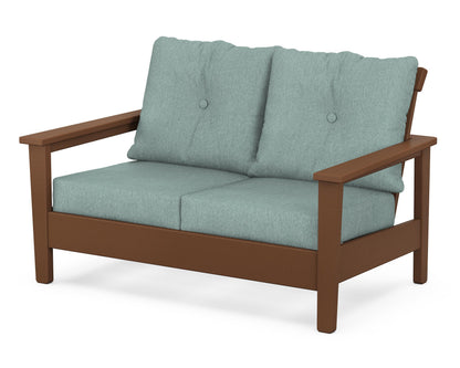 POLYWOOD® Prescott Deep Seating Loveseat in Teak / Glacier Spa