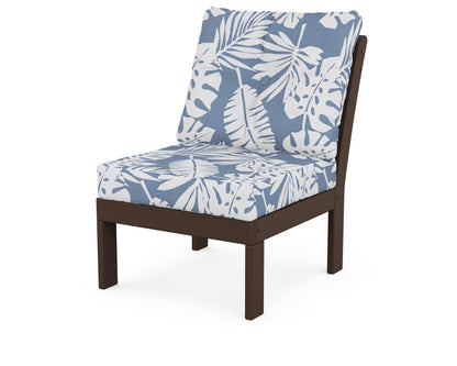 POLYWOOD® Vineyard Modular Armless Chair in Mahogany / Leaf Sky Blue