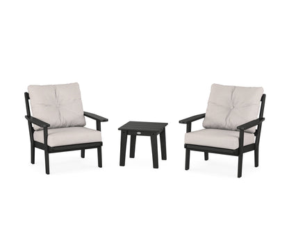 POLYWOOD® Prairie 3-Piece Deep Seating Set in Black / Dune Burlap