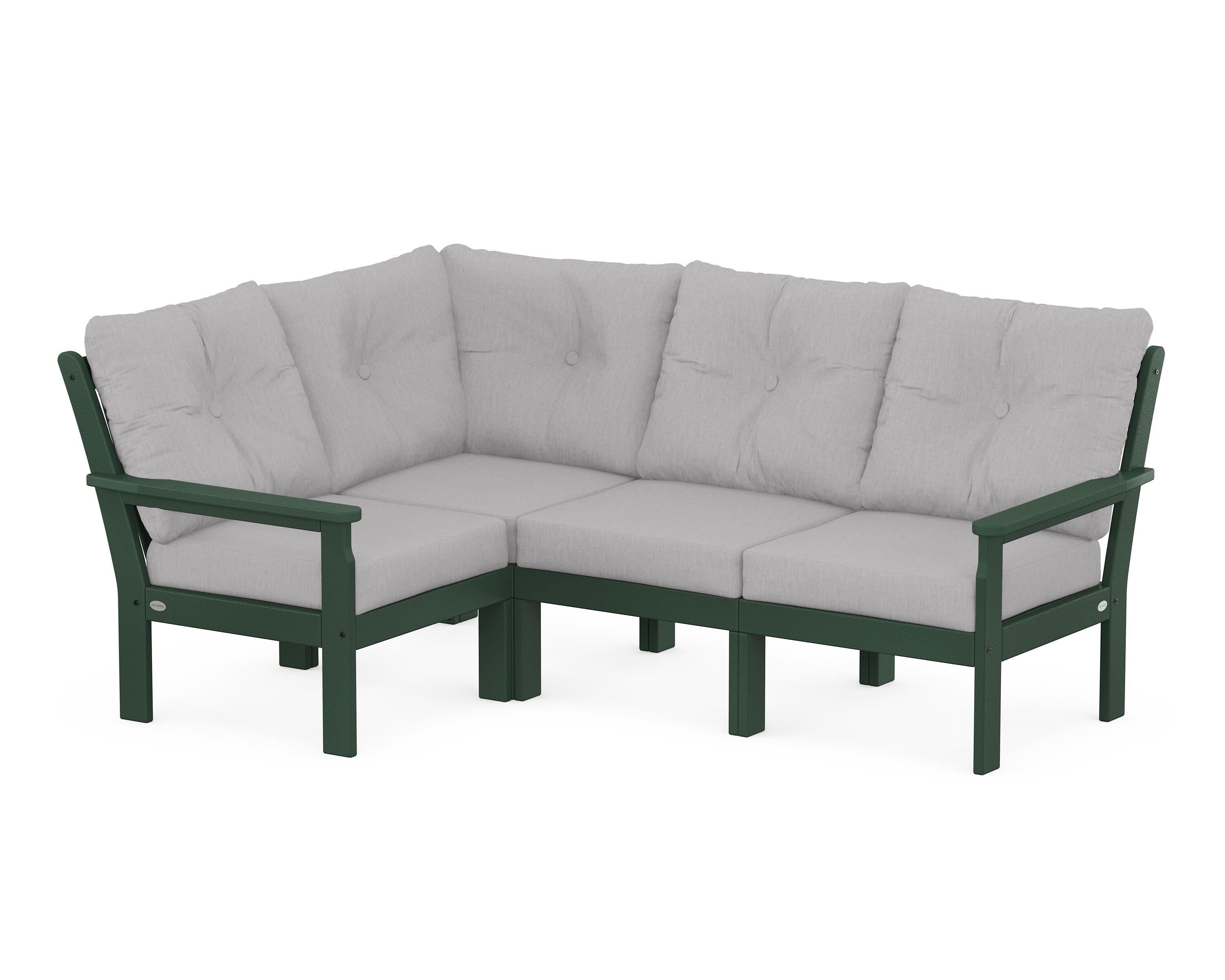 POLYWOOD® Vineyard 4-Piece Sectional in Green / Granite