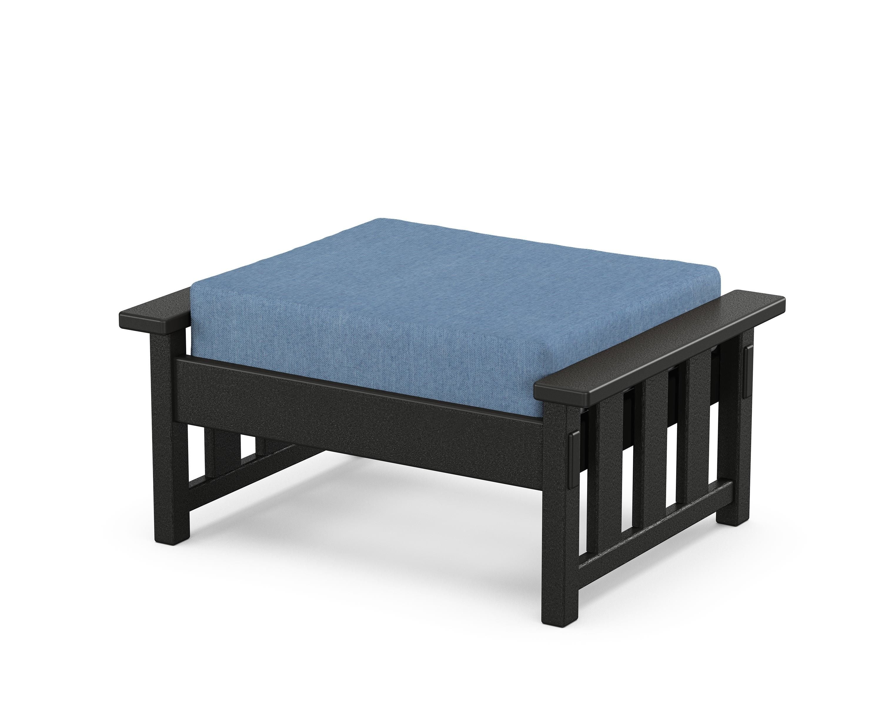 Martha Stewart by POLYWOOD® Acadia Deep Seating Ottoman in Black / Sky Blue