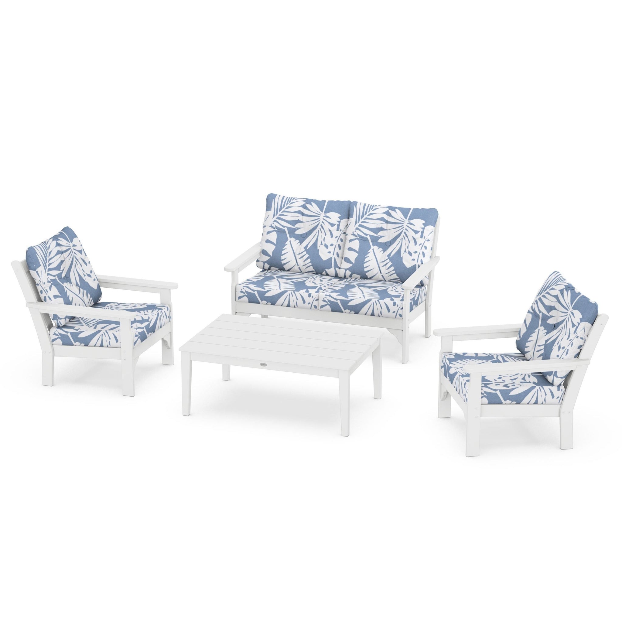 Vineyard 4 Piece Deep Seating Set - White