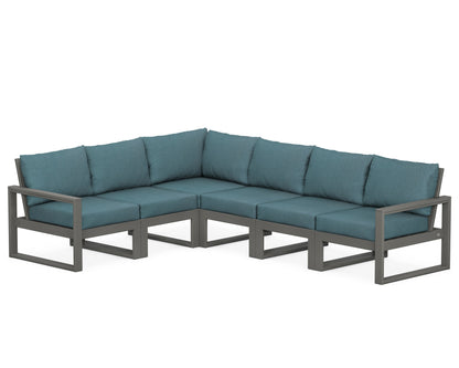 POLYWOOD® EDGE 6-Piece Modular Deep Seating Set in Slate Grey / Ocean Teal