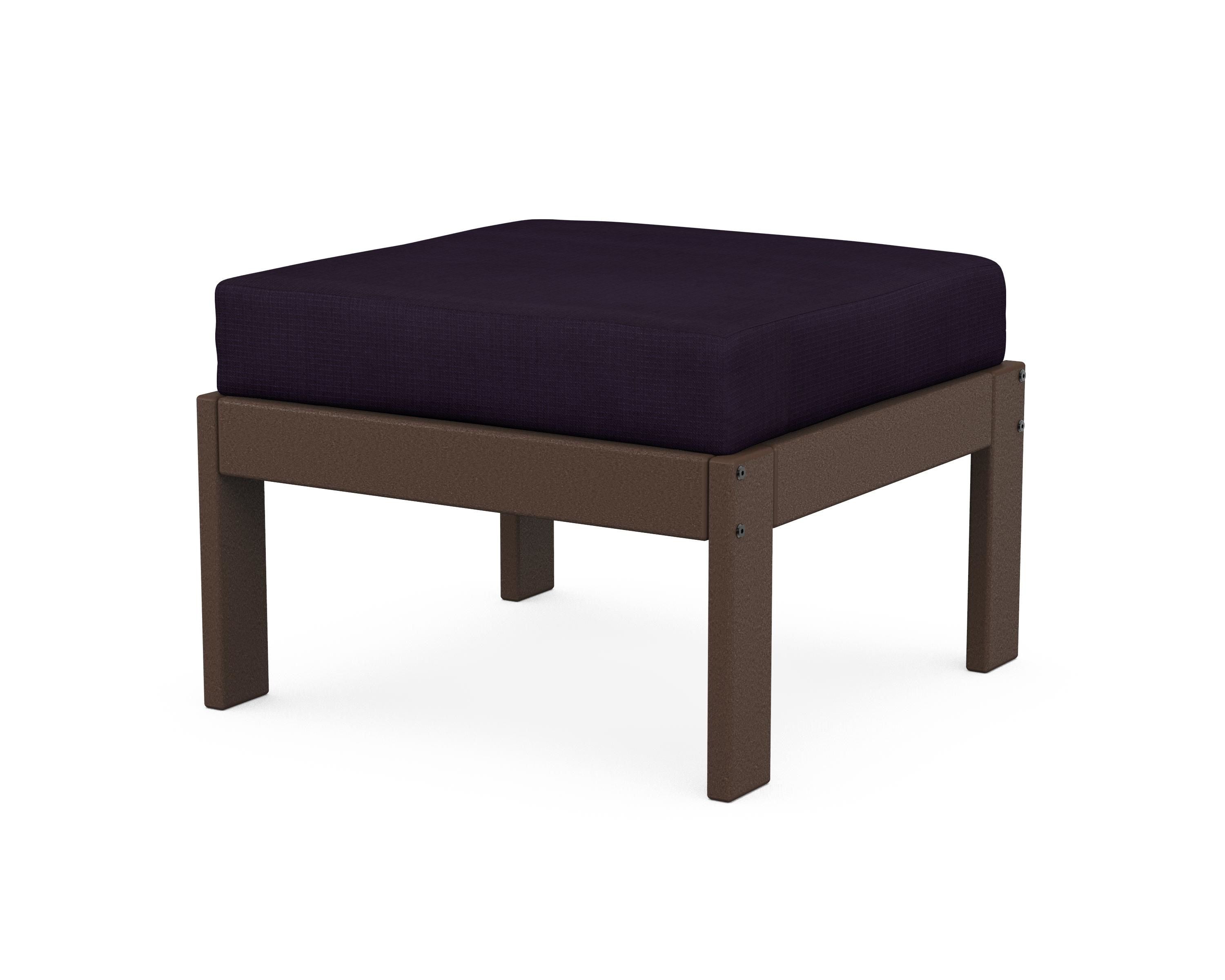 POLYWOOD® Vineyard Modular Ottoman in Mahogany / Navy Linen