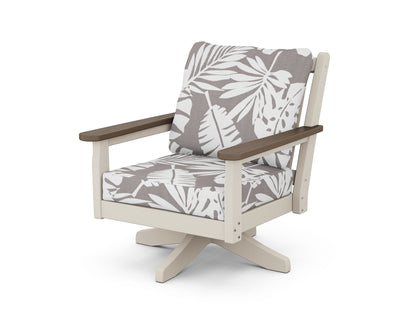 POLYWOOD® Chippendale Deep Seating Swivel Chair in Sand / Kona / Leaf Grey Mist